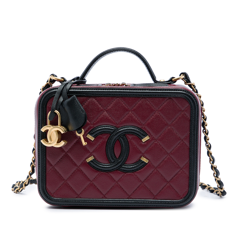 Pre-Loved Chanel Medium Bicolor Caviar CC Filigree Vanity Case